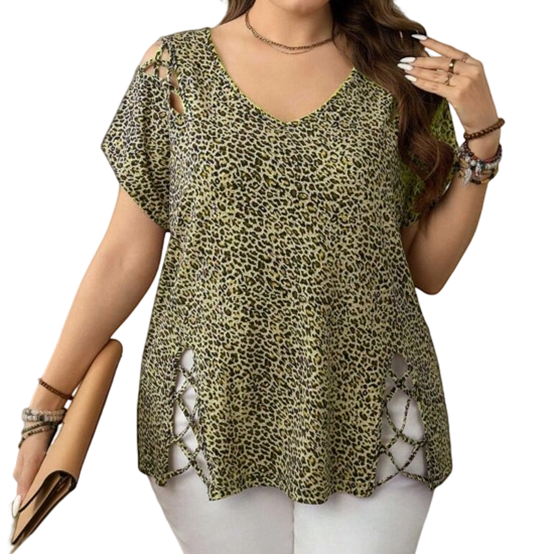 ⏳LAST DAY SALE ONLY ￡18.99!!🔥Women's Leopard Print Loose V-Neck T-Shirt
