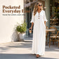 Women's V-Neck Ruffle Sleeve Maxi Dress