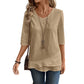 Women's Asymmetric Casual Solid Round Neck Top