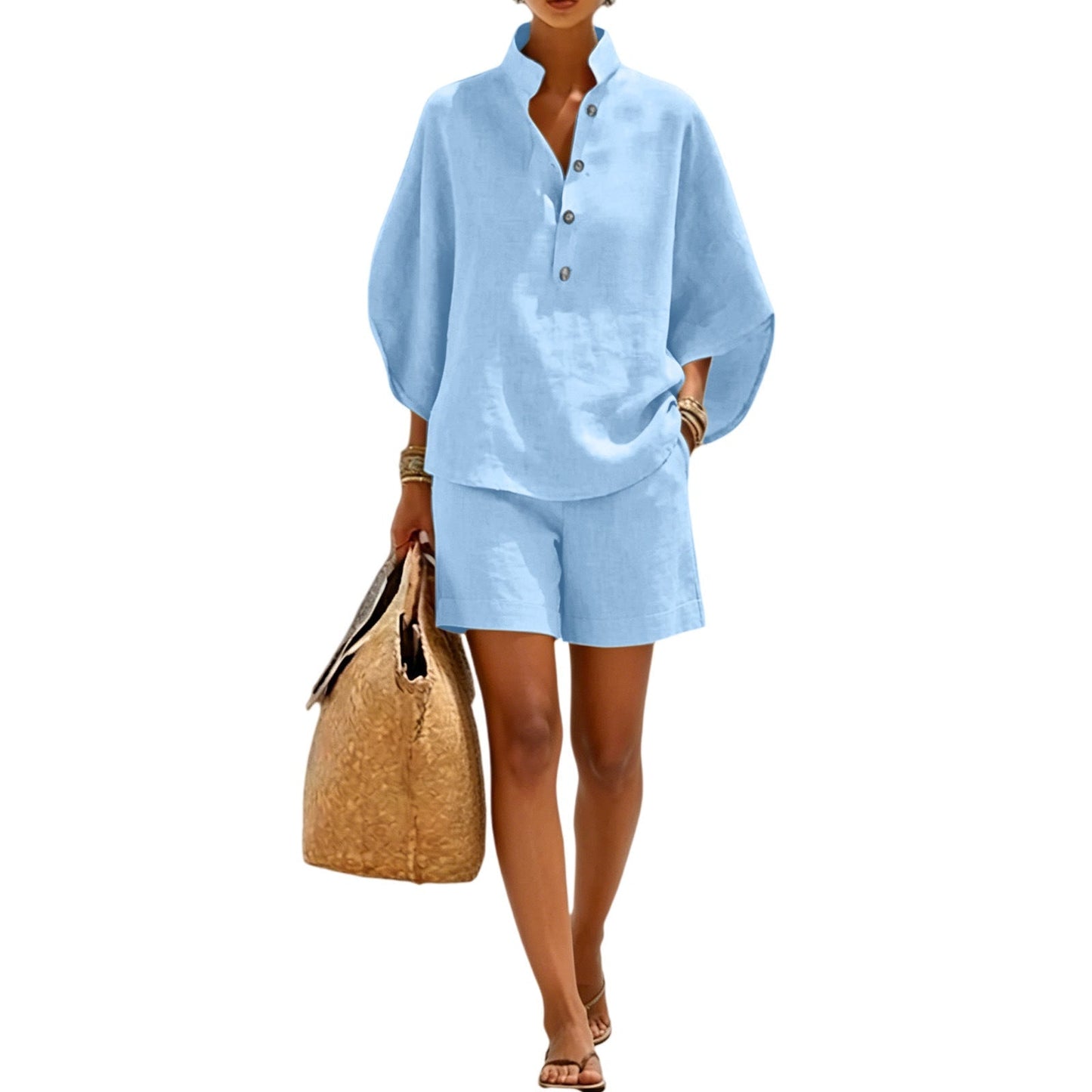 Women's Minimalist Casual Top & Shorts Set