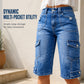 Women’s Knee Length Denim Cargo Shorts with Pockets