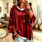 Women's Loose-Fit Velvet Drawstring Pullover Sweatshirt