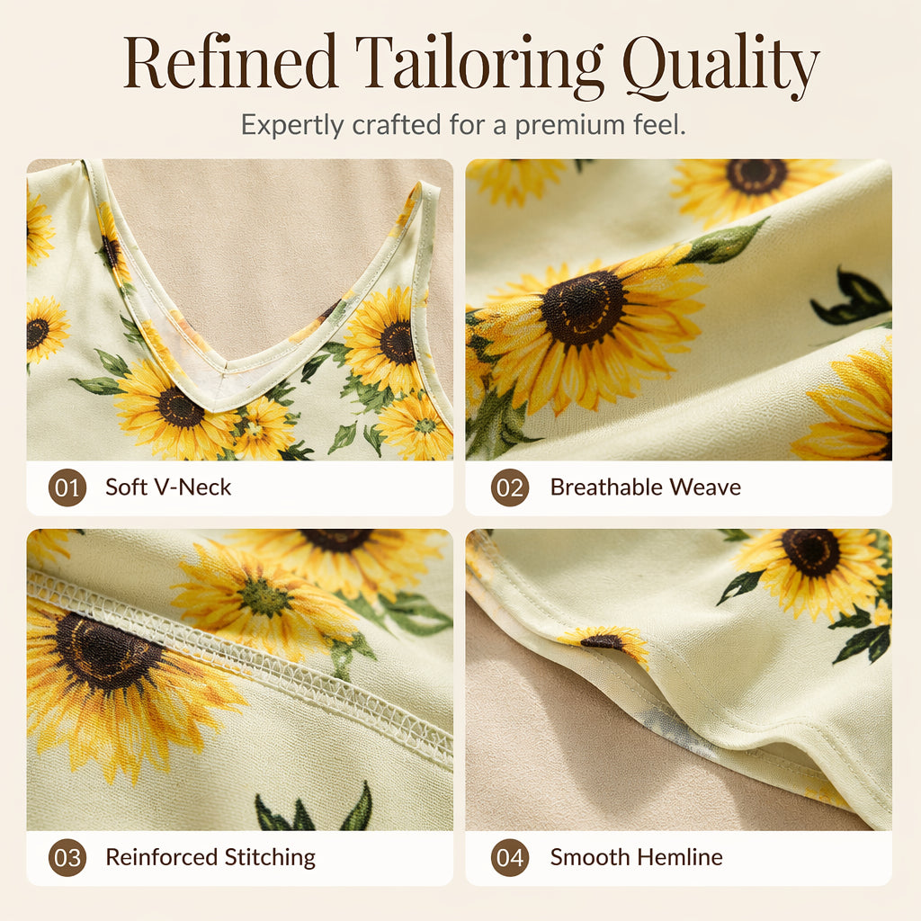 🌻 Women's Sunflower V-Neck Maxi Dress – Lightweight, Flowy & Perfect For Sunny Days ✨