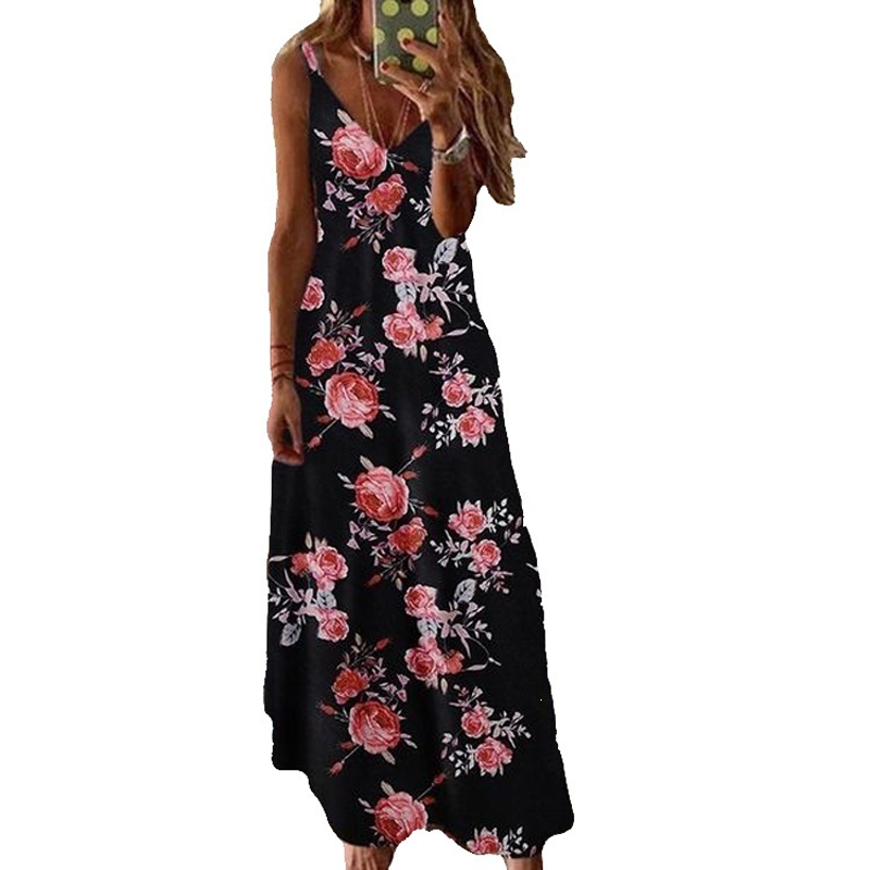 🌻 Women's Sunflower V-Neck Maxi Dress – Lightweight, Flowy & Perfect For Sunny Days ✨