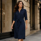 ✨Women's 3/4 Sleeve Shirt Dress with Belt– Effortless Elegance & Flattering Style 🤍