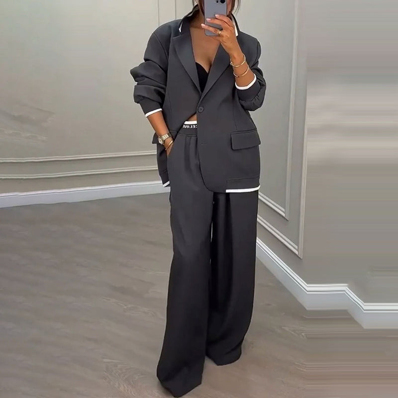 ✨🛍️Fresh Drop - Blazer & Wide-Leg Pant Suit – Clean Lines & Breezy Comfort for Confident All-Day Wear