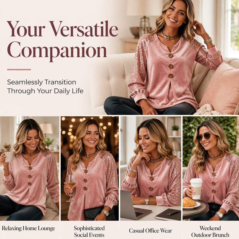 Women's Casual Velvet Long Sleeve Top