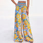 ⌛Limited-time offer-Women's Floral Print High-Waisted Wide-Leg Pants