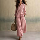 Women's Long Sleeve Shirt & Wide-Leg Pants Set