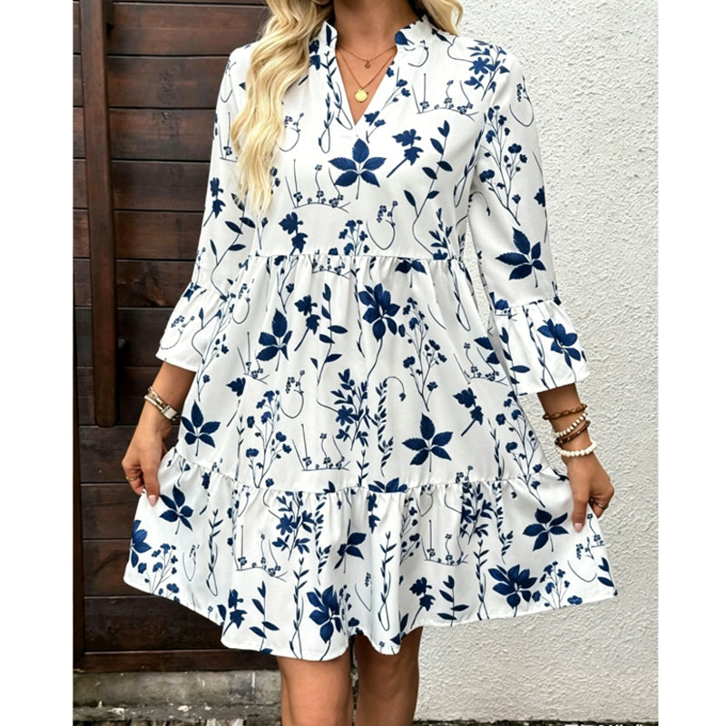 🏖️Summer Hot Sale 50% OFF🏝️👚Women's Floral Print V-Neck Tiered Dress✨