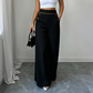 Women's High-Waisted Wide-Leg Pants with Contrast Trim