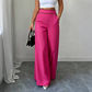 Women's High-Waisted Wide-Leg Pants with Contrast Trim