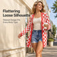 Women's Long Sleeve Plaid Knit Cardigan