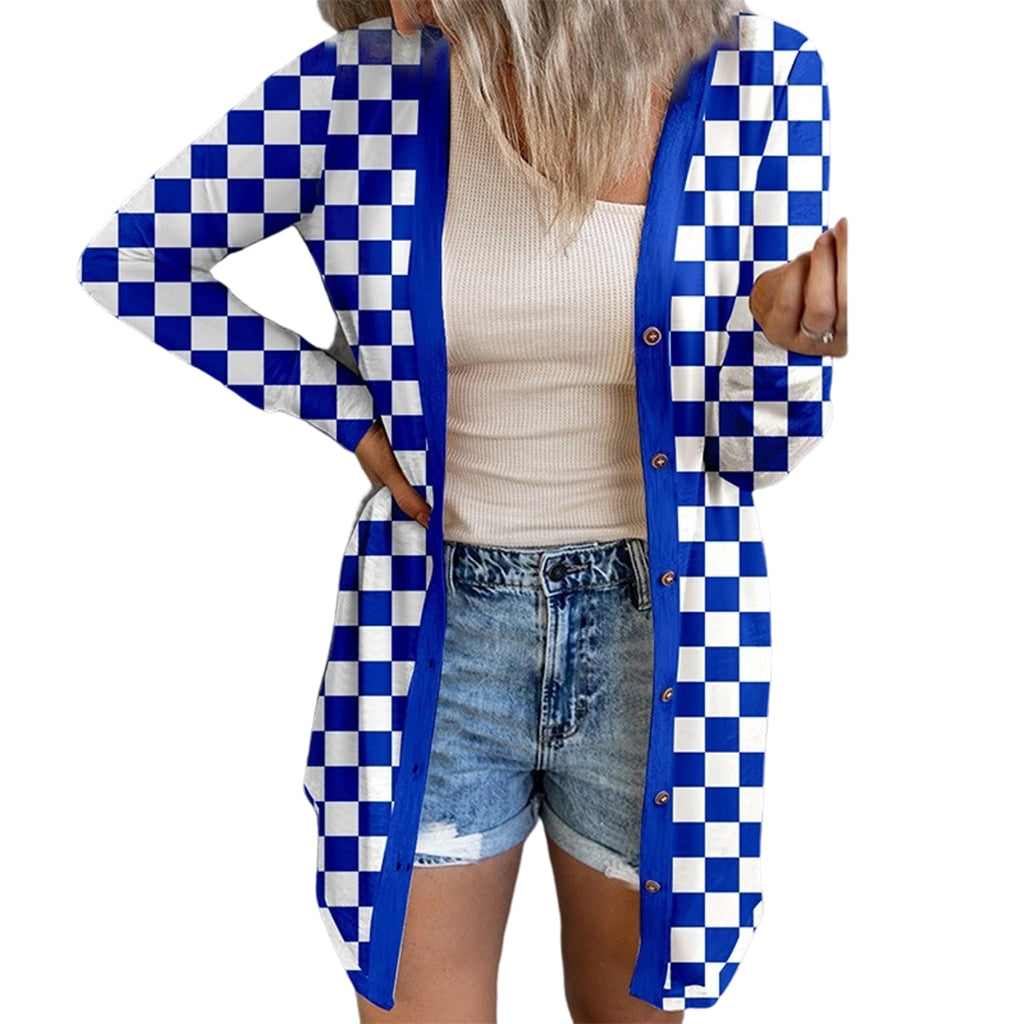 Women's Long Sleeve Plaid Knit Cardigan