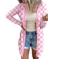 Women's Long Sleeve Plaid Knit Cardigan