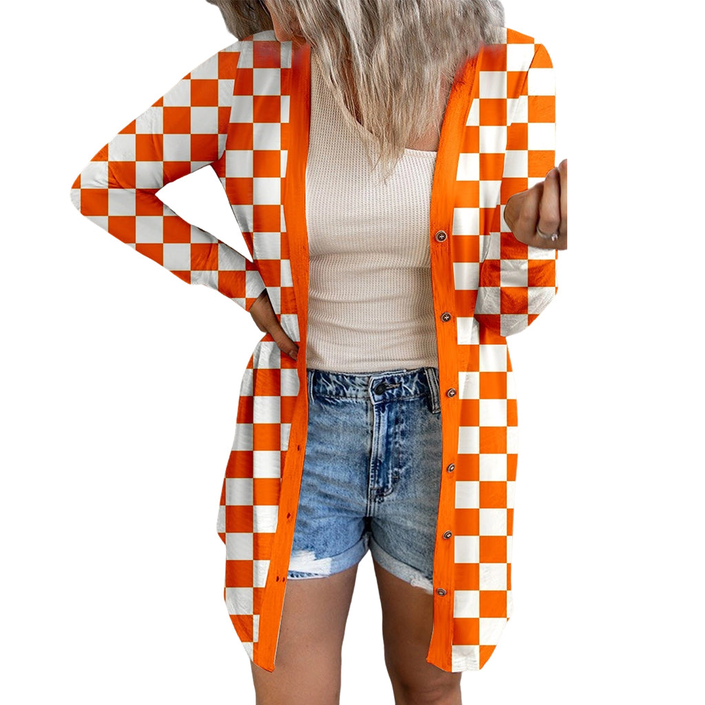 Women's Long Sleeve Plaid Knit Cardigan