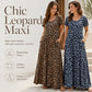 ⏳🔥LIMITED-TIME 50% OFF! ⏰Women's Leopard Print Maxi Dress with Pockets Casual Short Sleeve Long Dress