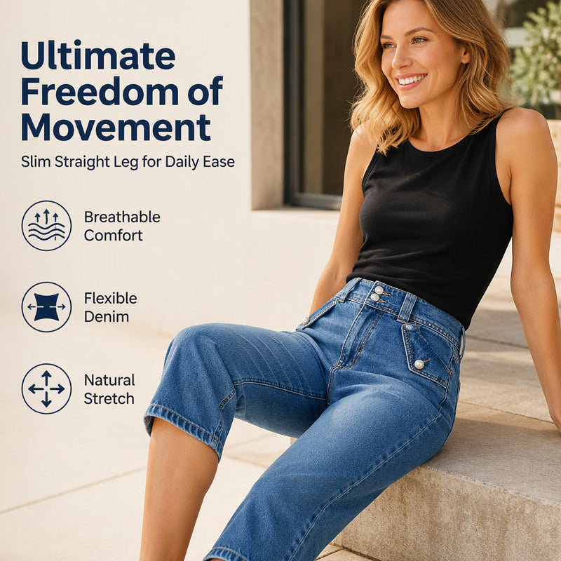 Women's High Waisted Knee Length Jean Shorts
