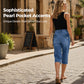 Women's High Waisted Knee Length Jean Shorts