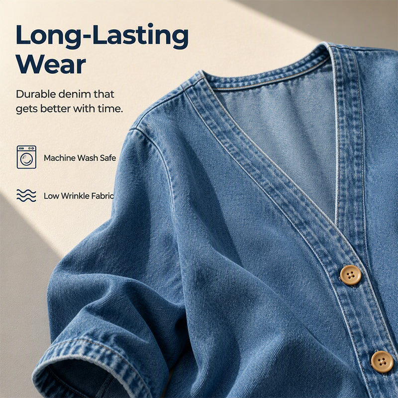 ⌛Limited-time offer-Women's Casual Collarless Button Cardigan Jacket