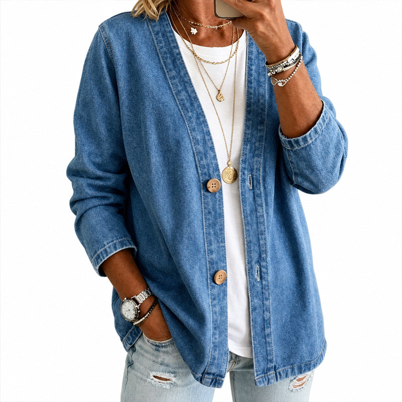 ⌛Limited-time offer-Women's Casual Collarless Button Cardigan Jacket