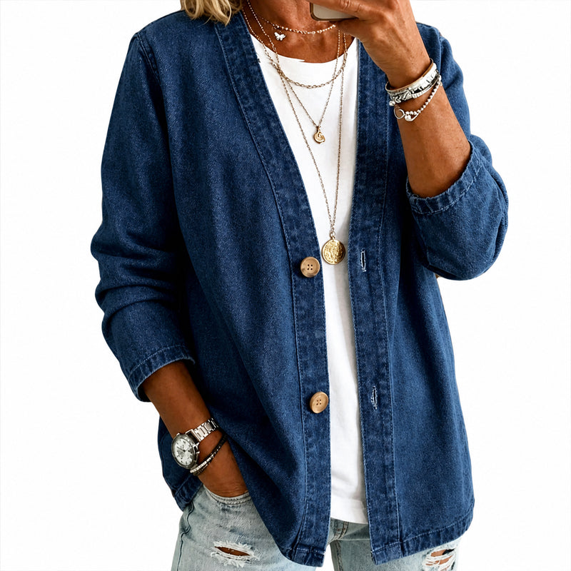 ⌛Limited-time offer-Women's Casual Collarless Button Cardigan Jacket