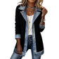 ⌛Limited-time offer-Women’s Elegant Denim Spliced Ribbed Knit Coat