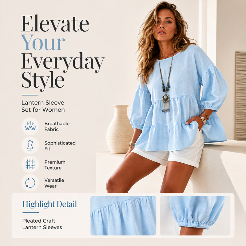 ⌛Limited-time offer-Women's Summer Lantern Sleeve Tiered Ruffle Blouse