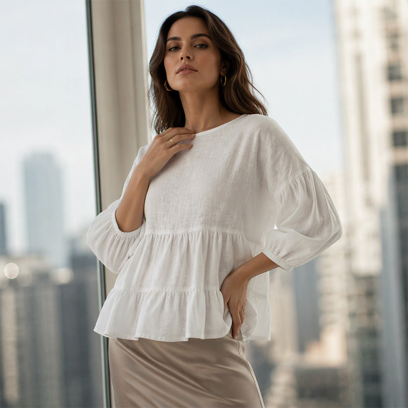 ⌛Limited-time offer-Women's Summer Lantern Sleeve Tiered Ruffle Blouse