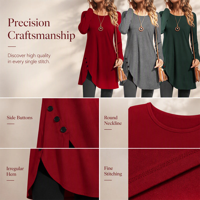 Women's Solid Color Long Sleeve Asymmetrical Dress