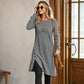 Women's Solid Color Long Sleeve Asymmetrical Dress