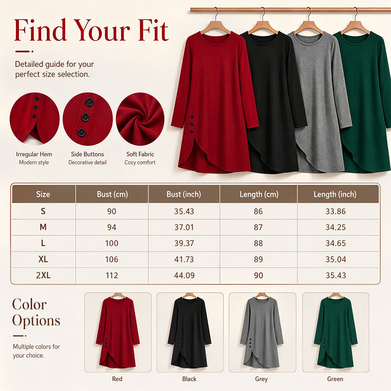 Women's Solid Color Long Sleeve Asymmetrical Dress
