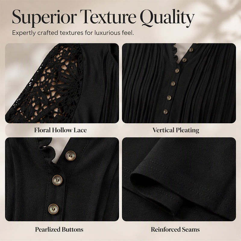 ⌛Limited-Time Offer-Women's Casual Lace Long-Sleeved V-Neck Top