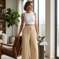 Pleated Wide-Leg Pants with Drawstring Waist