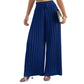 Pleated Wide-Leg Pants with Drawstring Waist