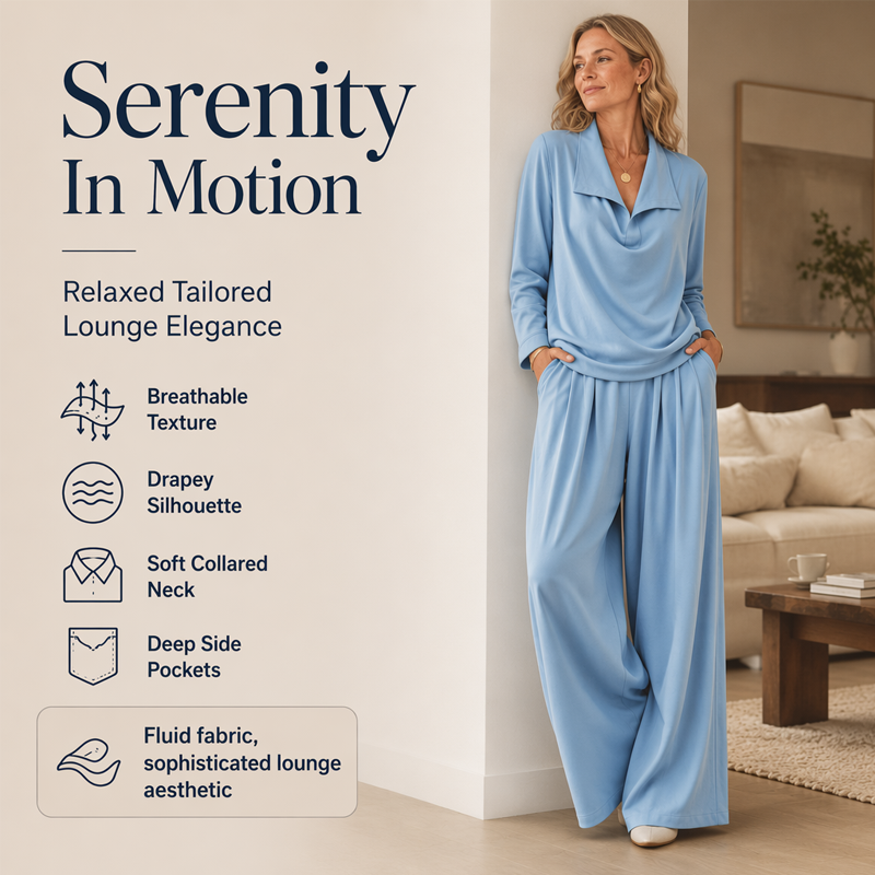 ✨Women's Casual Cowl Neck Top and Wide-Leg Pants Set -Effortless Style 🤍