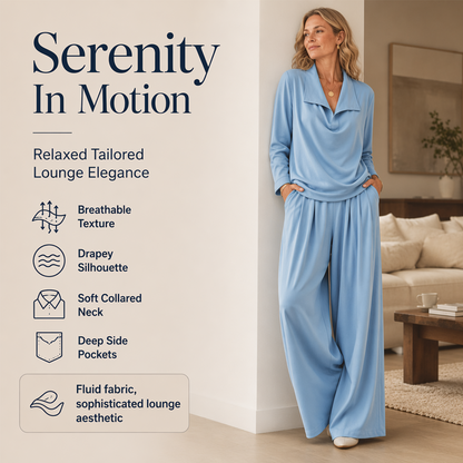 ✨Women's Casual Cowl Neck Top and Wide-Leg Pants Set -Effortless Style 🤍