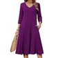 ☀️👗Top Pick - V-Neck Midi Dress – Relaxed Fit & Soft Drape for Any Occasion