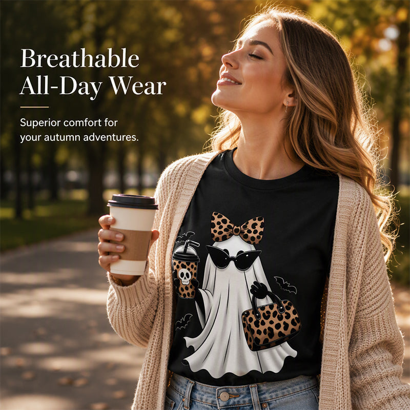 🍂🎃 Women's Halloween Graphic Tee | Cute Spooky Short Sleeve T-Shirt for Fall, Pumpkin Season & Casual Everyday Style