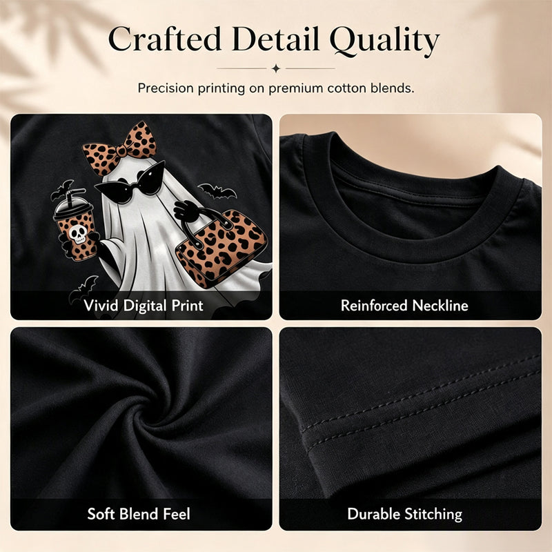 🍂🎃 Women's Halloween Graphic Tee | Cute Spooky Short Sleeve T-Shirt for Fall, Pumpkin Season & Casual Everyday Style