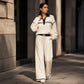 ⌛Limited-Time Offer-Women's Stripe Patchwork Sweatshirt & Wide-Leg Pants Set