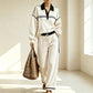 ⌛Limited-Time Offer-Women's Stripe Patchwork Sweatshirt & Wide-Leg Pants Set