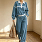⌛Limited-Time Offer-Women's Stripe Patchwork Sweatshirt & Wide-Leg Pants Set