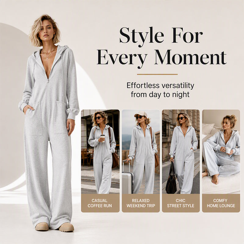⌛Limited-Time Offer-Women's Casual Long Sleeve Hooded Jumpsuit
