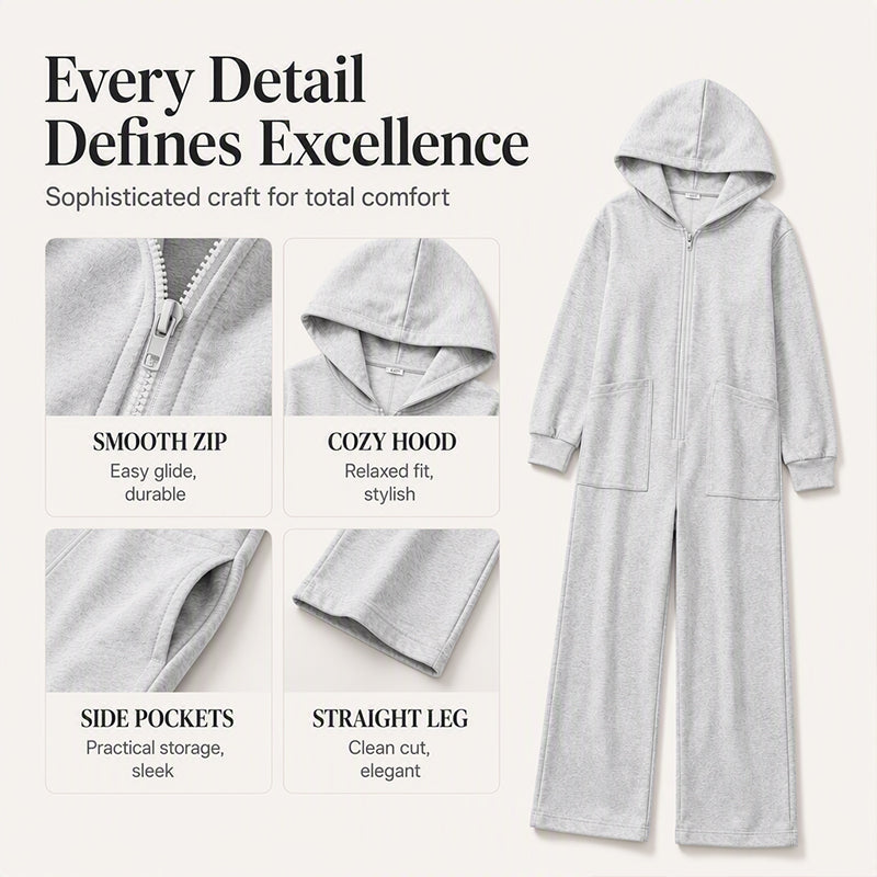 ⌛Limited-Time Offer-Women's Casual Long Sleeve Hooded Jumpsuit