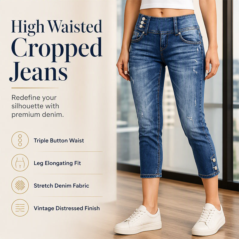 Women’s High Waisted Slim Fit Cropped Jeans