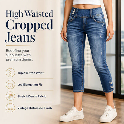 Women’s High Waisted Slim Fit Cropped Jeans
