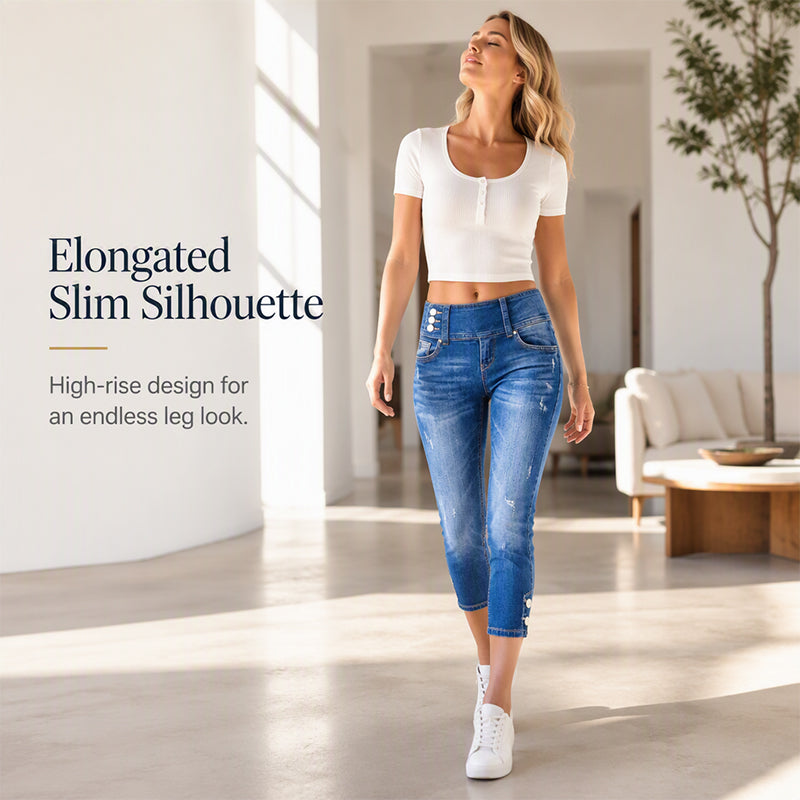 Women’s High Waisted Slim Fit Cropped Jeans