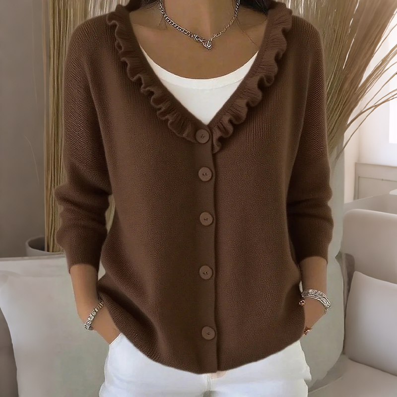 Women's Ruffle Collar Knit Cardigan