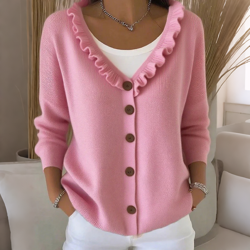 Women's Ruffle Collar Knit Cardigan